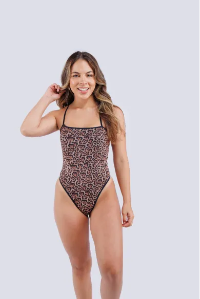 Leopardo Print Bañador Tanga Hilo Dental
