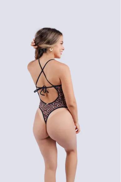 Leopardo Print Bañador Tanga Hilo Dental